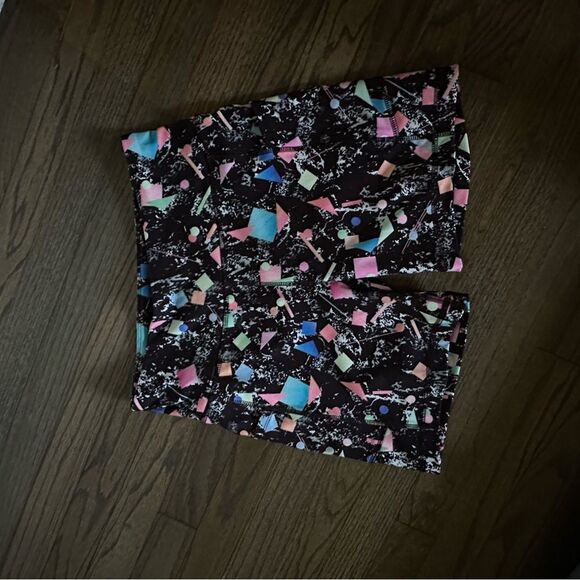 Zelos Athletic Printed Biker Shorts - Colorful Pattern Black Workout Yoga Size M - Picture 2 of 7